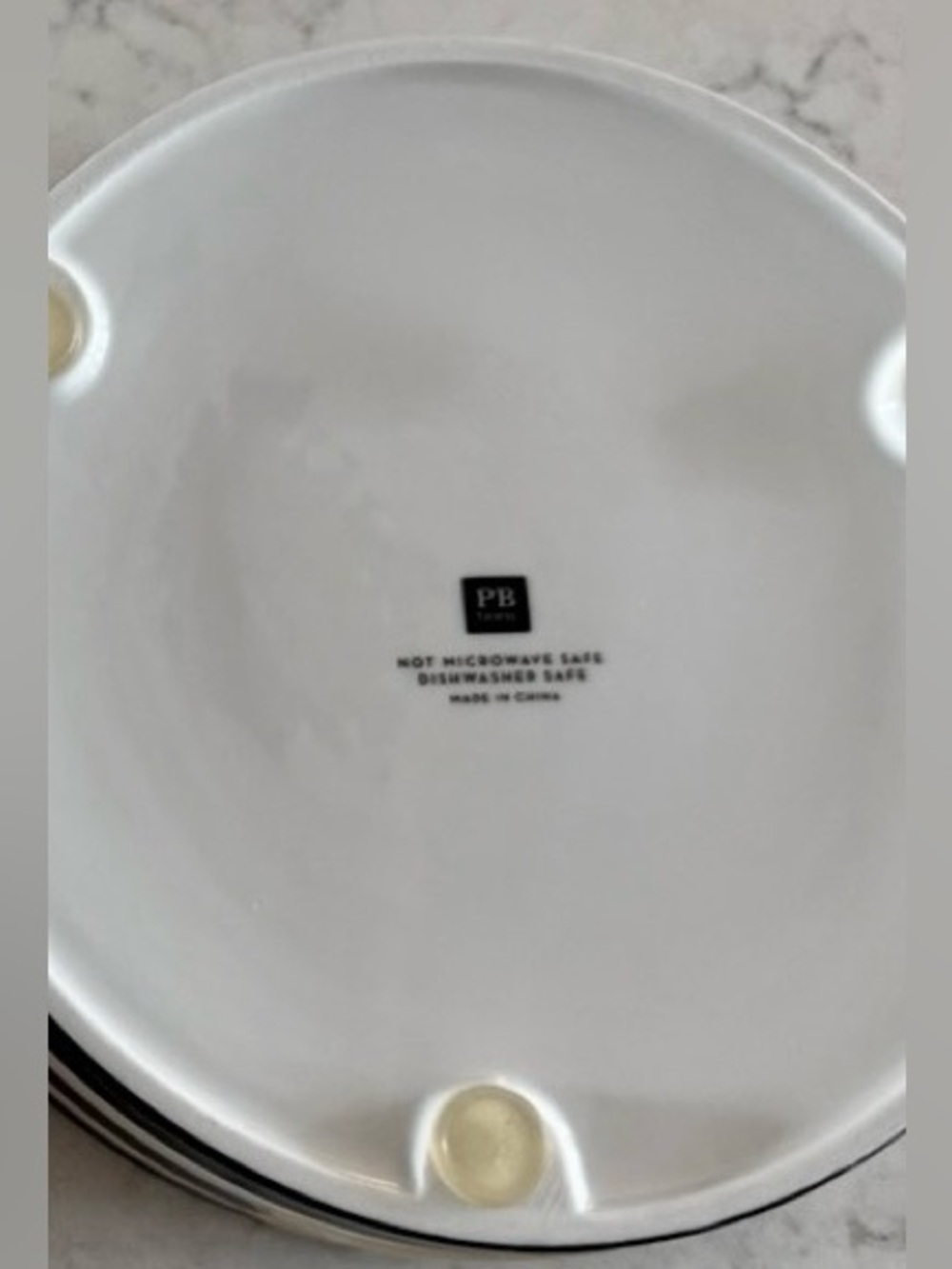Pottery Barn Striped Ceramic Pet Bowls - Black, White & Gold Accent - like NEW! - Picture 5 of 5